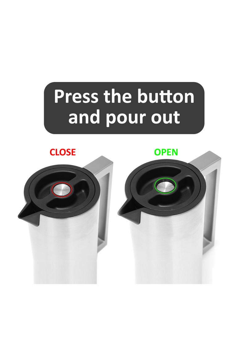 Premium Stainless Steel Vacuum Insulated Flask Lock-Unlock Lid & Steel Handle Leakproof Includes Info Booklet 1.0L