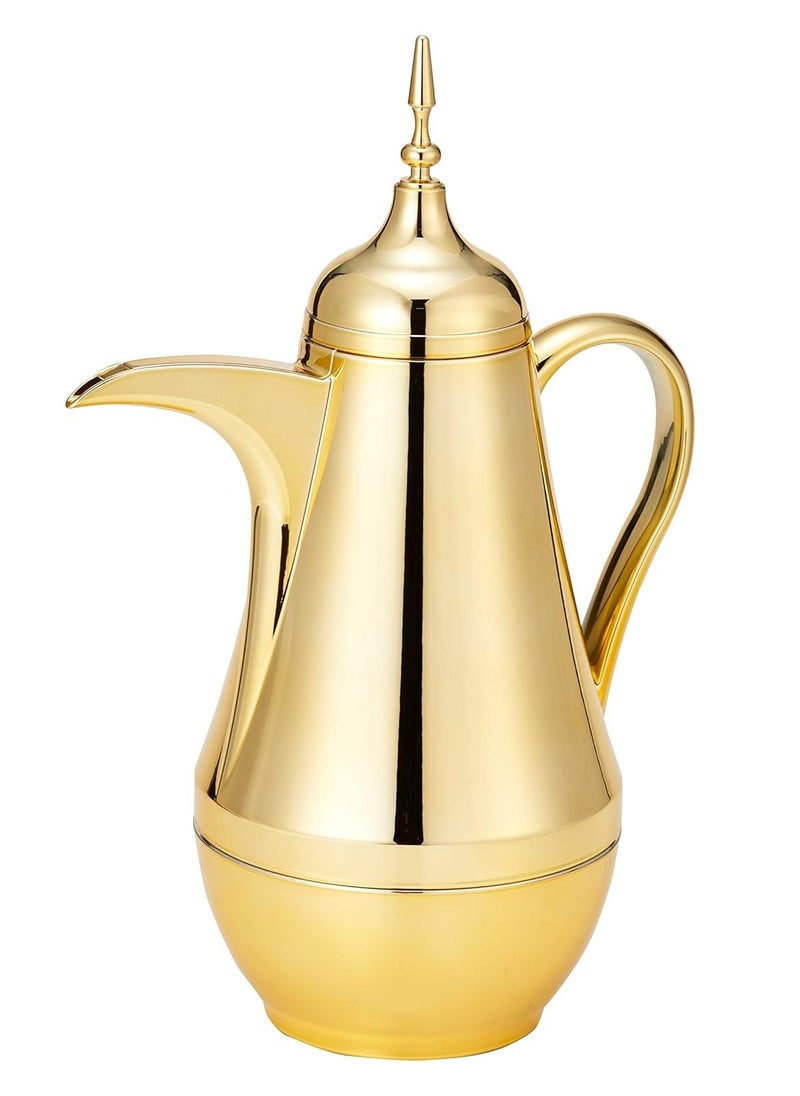 Arabic Vacuum Flask 1L | Leakproof Arabic Thermos keeps your Beverages Hot for long time (GOLD, 1000 ML)