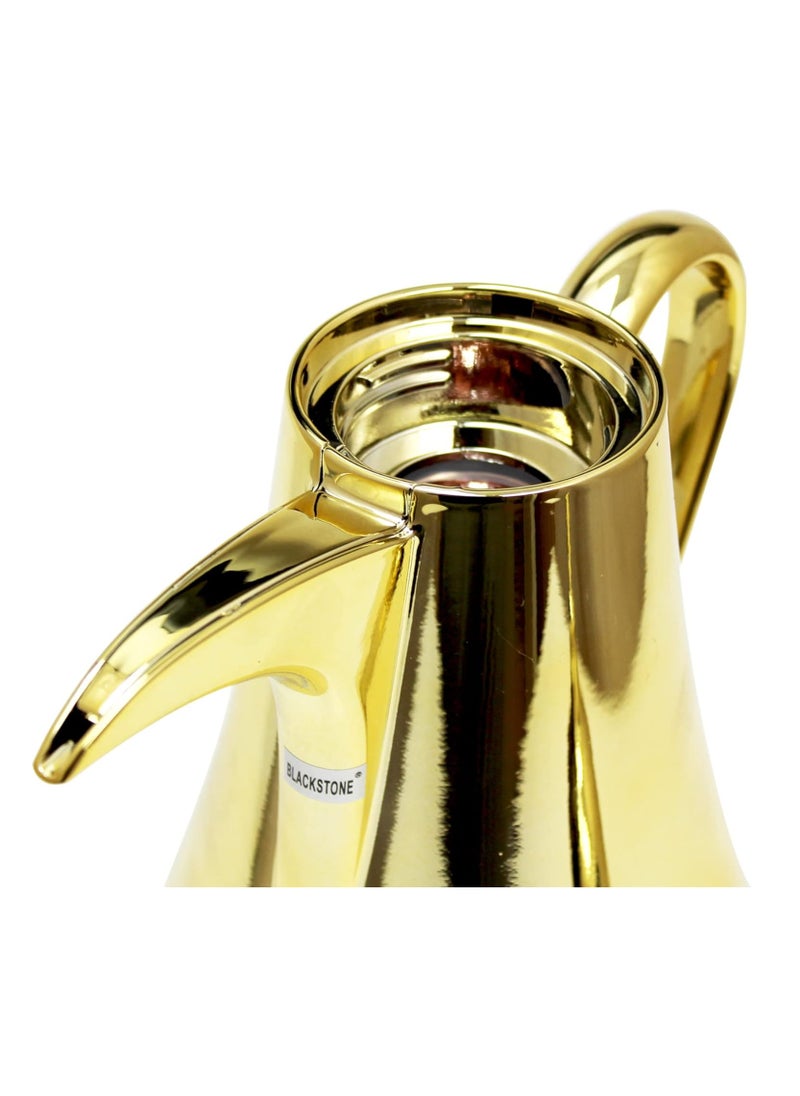 Arabic Vacuum Flask 1L | Leakproof Arabic Thermos keeps your Beverages Hot for long time (GOLD, 1000 ML)