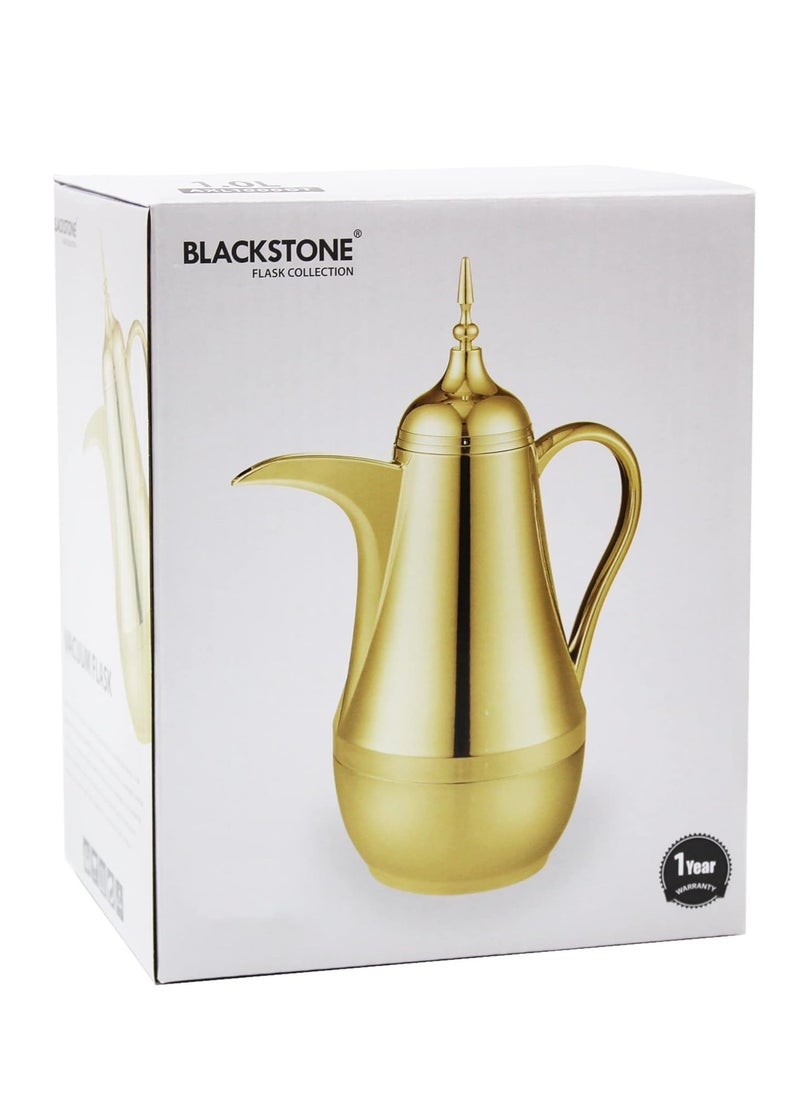 Arabic Vacuum Flask 1L | Leakproof Arabic Thermos keeps your Beverages Hot for long time (GOLD, 1000 ML)