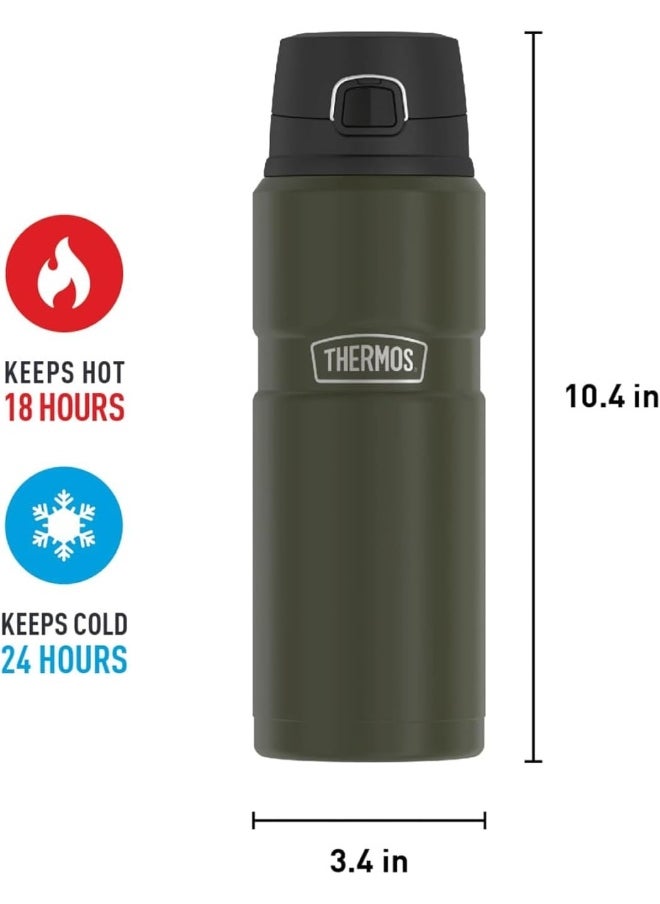 Thermos Stainless Steel Vacuum Insulated Army Green Bottle 710ML