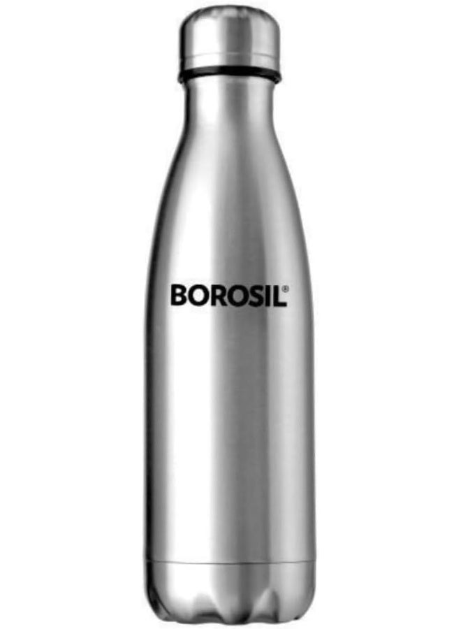 Borosil Vacuum Insulated Copper Coated Inner Bolt Water Bottle, Sports Bottle, Yoga Bottle, Outdoor, Portableleak Proof, Reusable Water Bottle Stainless Steel, 1000 Ml Silver Silver