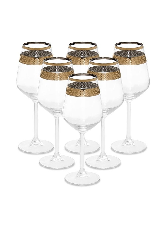 Allegra 6- Pieces Wine Glass Set, Gold - 8.35X14.8 Cm