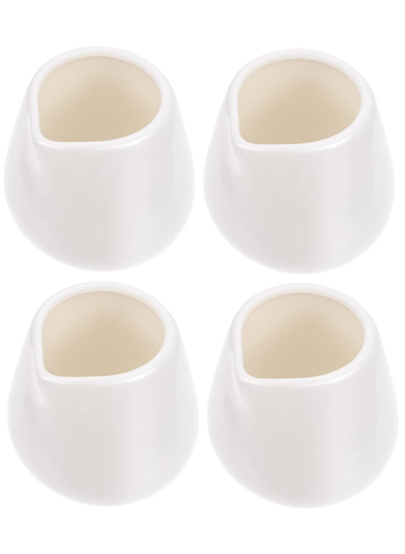 Mini Creamer Jugs, 4pcs Ceramic Sauce Cups Milk Creamer Pitcher Serving Creamer Jugs Without Handle for Milk Coffee