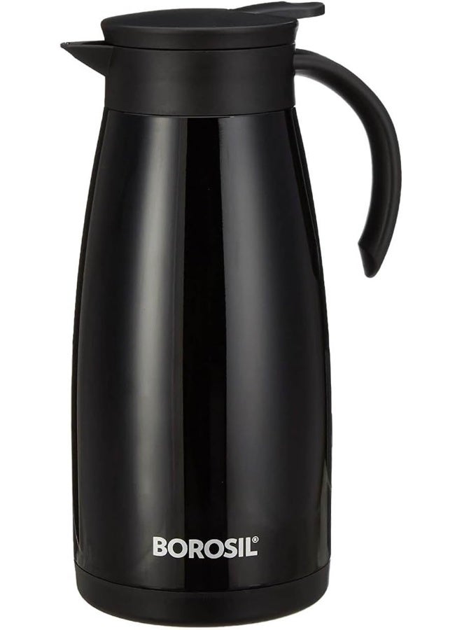 Borosil Vacuum Insulated Stainless Steel Teapot | Tea Pot | Thermal Flask | Thermos | Carafe | Jug | Coffee Pot | For Water, Coffee, Tea | 1.5 Liter Black