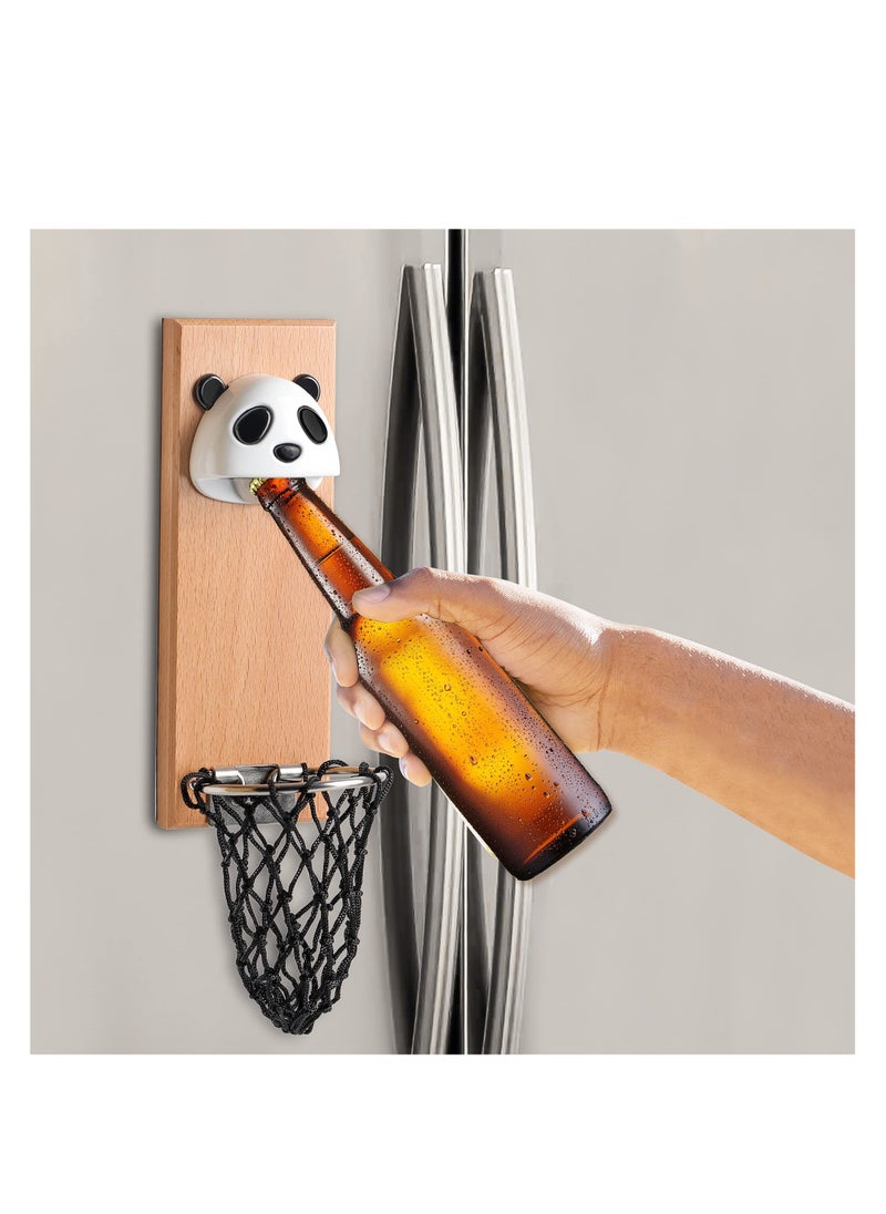 Panda Magnetic Beer Opener, Removable Wall Mounted Bottle Cap Catcher, Wall Bottle Opener With Cartoon Design, Kitchen Bar Fridge Decoration, Gift for Men, Birthday Gifts, Man Cave, Housewarming