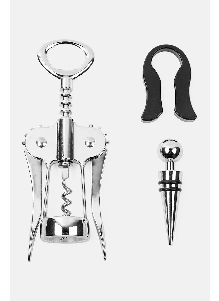 3 Pcs Corkscrew Sets, Silver