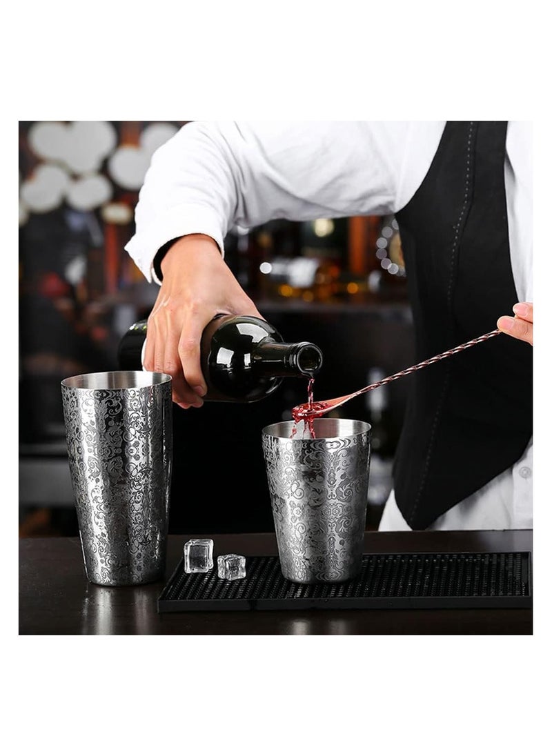 Cocktail Shaker, Stainless Steel Boston Shaker Tin, with Etched Pattern, 2 PCSUnweighted Cocktail Shaker 18oz & 28oz, Martini Shaker, Drink Mixer, Professional Bartender Kits (Royal Pattern)