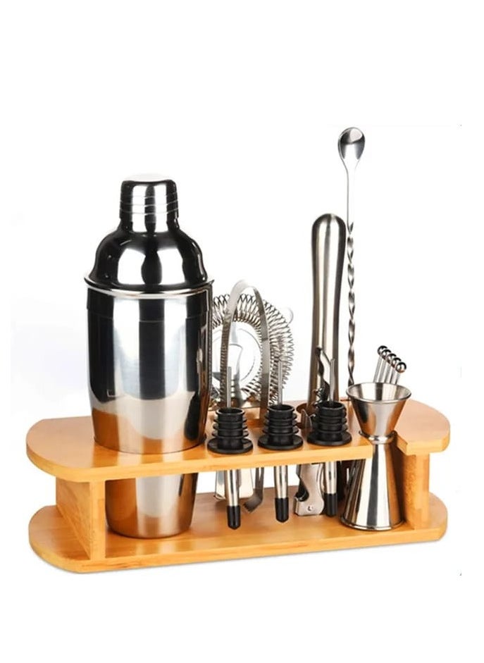 Liying 16-PCS shaker Kit with Stylish Bamboo Stand,25oz/750ml Martini Shaker Set,Stainless Steel Professional Bar Tool Set,Perfect Home shaker Kit,Great Gift Idea