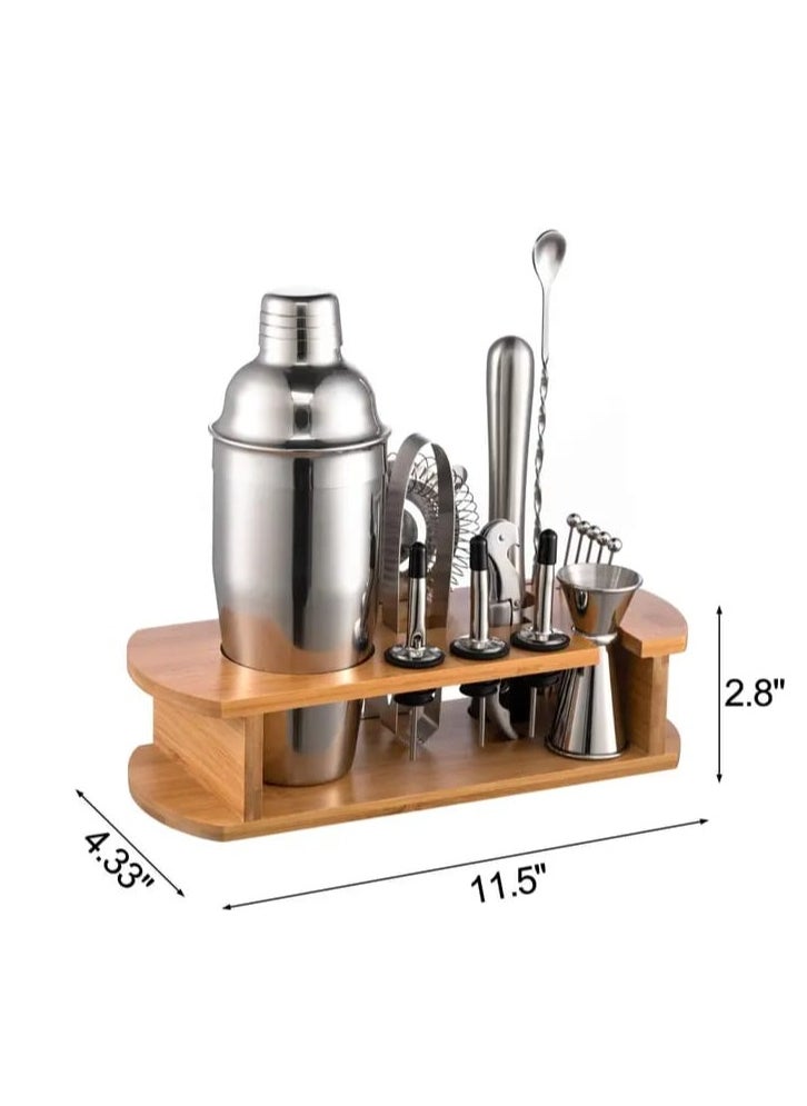 Liying 16-PCS shaker Kit with Stylish Bamboo Stand,25oz/750ml Martini Shaker Set,Stainless Steel Professional Bar Tool Set,Perfect Home shaker Kit,Great Gift Idea