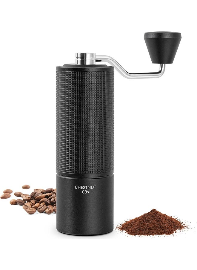 TIMEMORE Chestnut C3S Manual Coffee Grinder, Hand Coffee Grinder with Adjustable Grind Setting, Stainless Steel S2C Conical Burr Coffee Grinder, for Espresso to French Press - Black