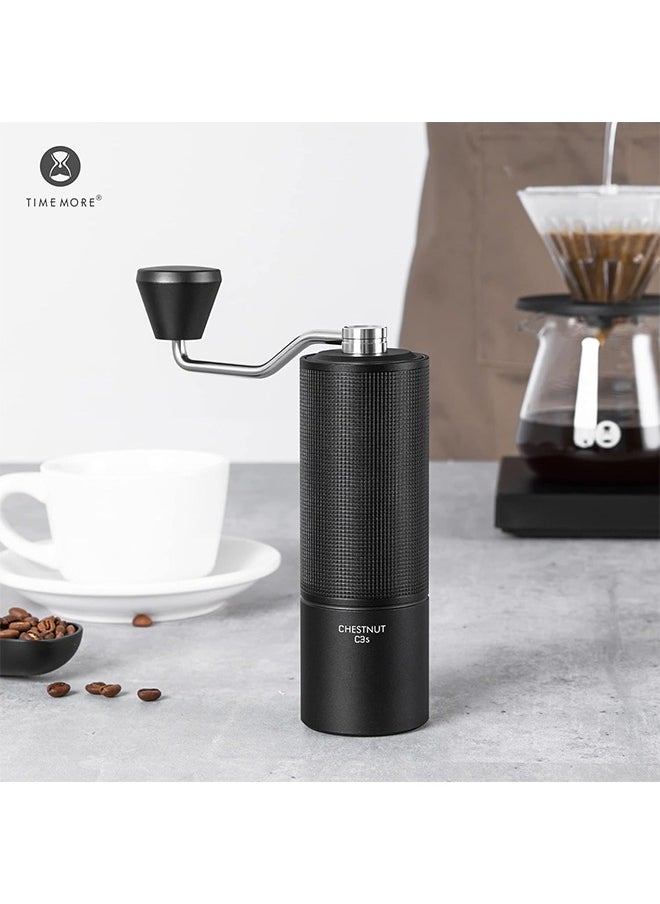 TIMEMORE Chestnut C3S Manual Coffee Grinder, Hand Coffee Grinder with Adjustable Grind Setting, Stainless Steel S2C Conical Burr Coffee Grinder, for Espresso to French Press - Black