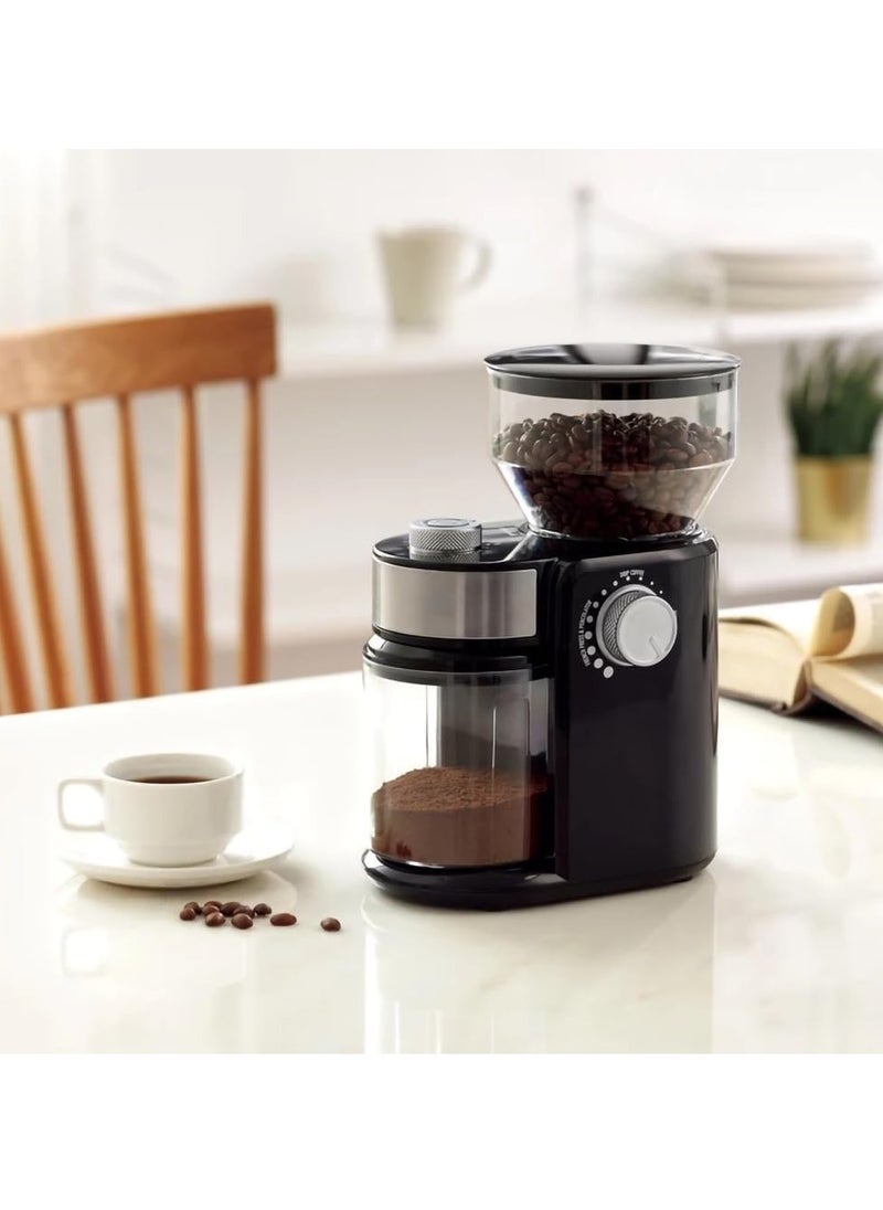 Electric Burr Coffee Grinder Automatic Flat Burr Coffee for French Press Drip Coffee and Espresso Adjustable Burr Mill with 18 settings 2-12 Cup Black