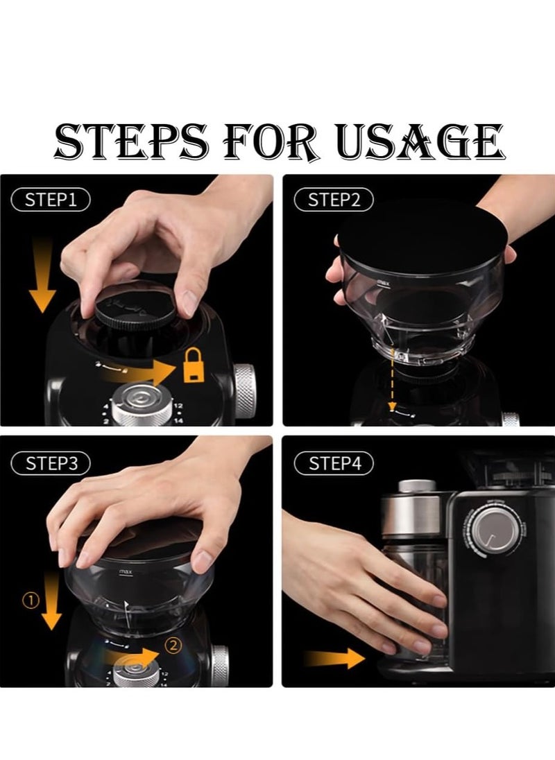 Electric Burr Coffee Grinder Automatic Flat Burr Coffee for French Press Drip Coffee and Espresso Adjustable Burr Mill with 18 settings 2-12 Cup Black