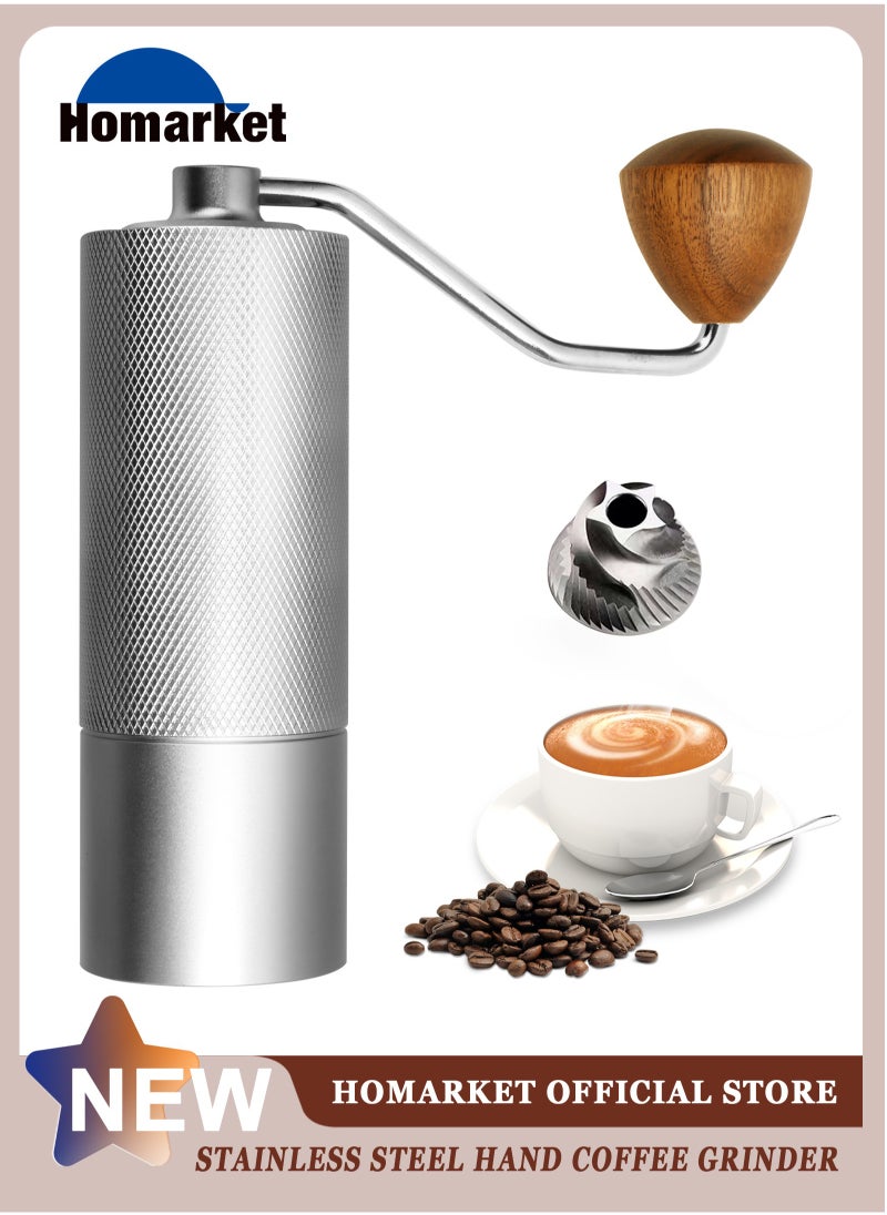 Manual Coffee Grinder Capacity 25g with CNC Stainless Steel Conical Burr, Internal Adjustable Setting, Double Bearing Positioning, French Press Coffee for Hand Grinder