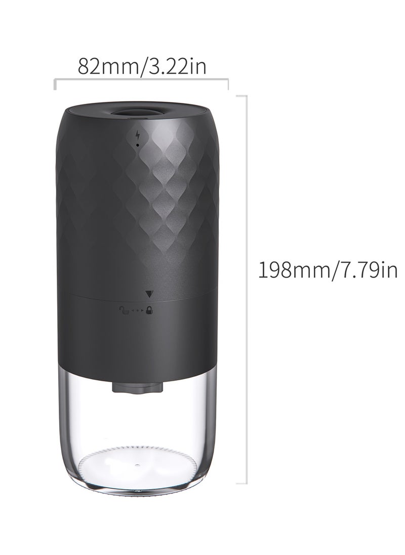 Portable Coffee Grinder, Rechargeable Electric Burr Grinder with Internal Adjustable Grind Settings (Black diamond-patterned)