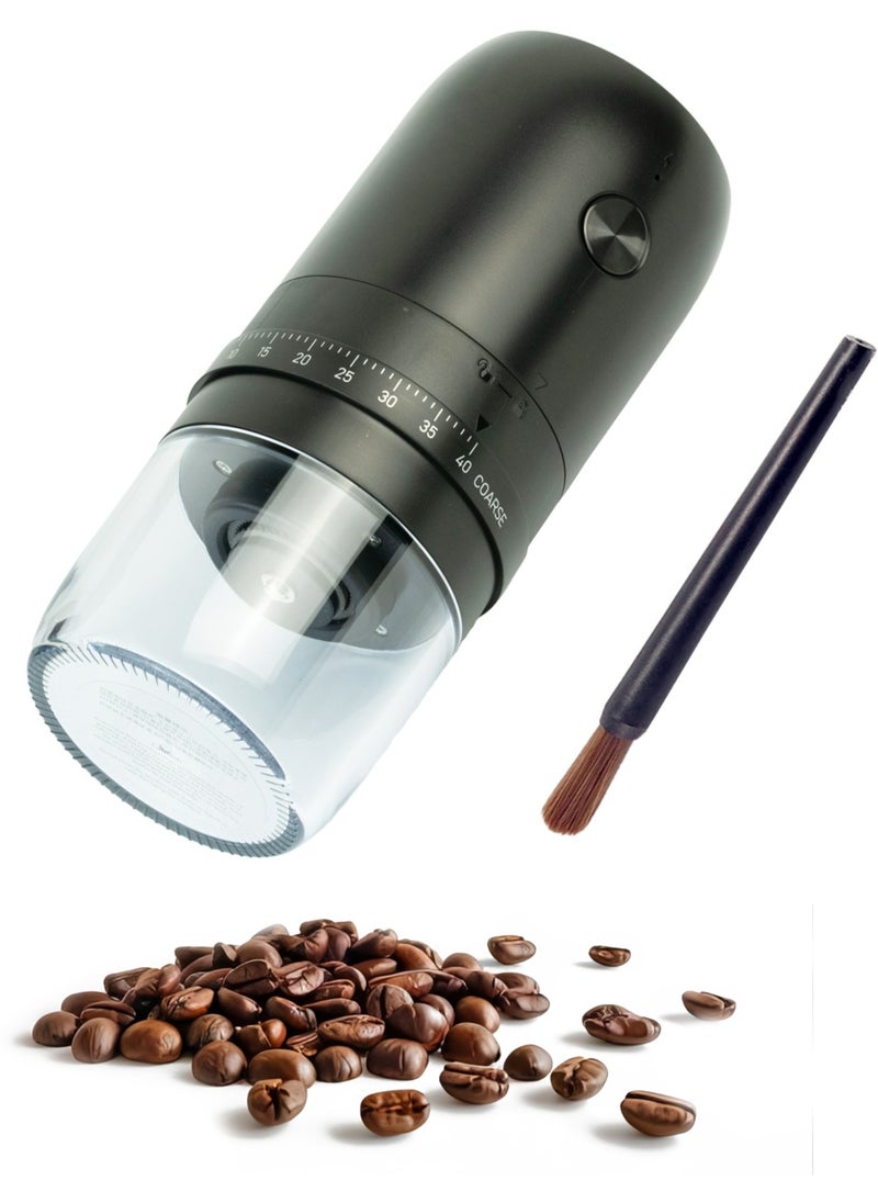 Portable Coffee Grinder, Rechargeable Electric Burr Ginder with External Adjustable Grind Settings (Black)