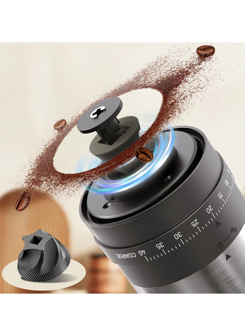 Portable Coffee Grinder, Rechargeable Electric Burr Grinder with External Adjustable Grind Settings (Stainless Steel)