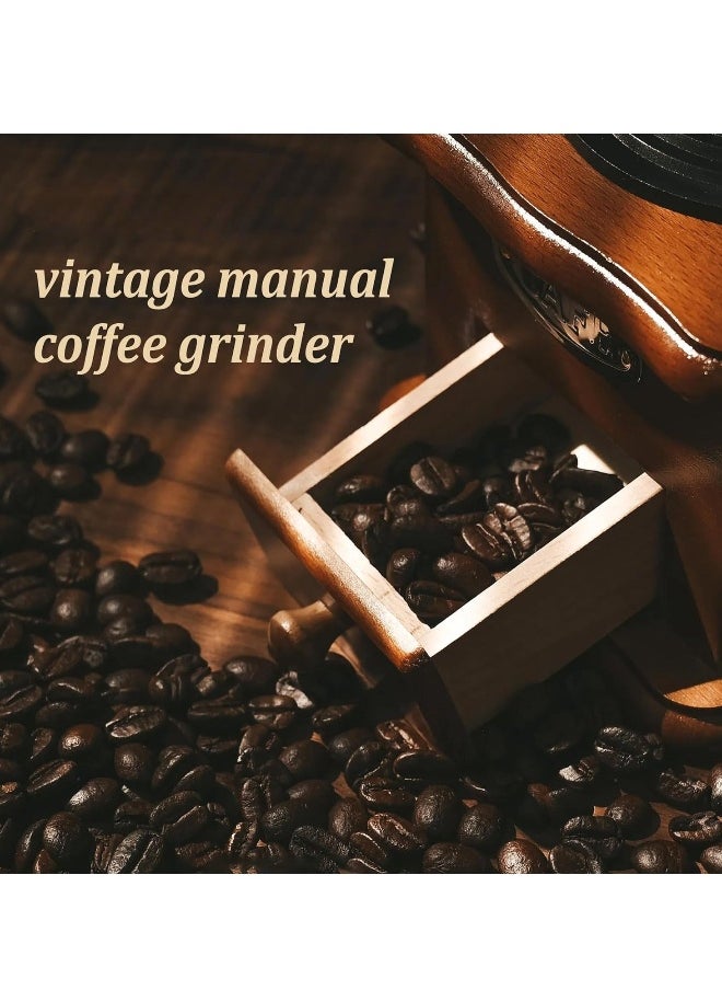 Manual Coffee Grinde, Vintage Style Wooden Hand Coffee Grinder/Antique Cast Ceramic Roller Classic French Press Coffee Mill/Hand Crank Coffee Grinders for Decoration & Gift