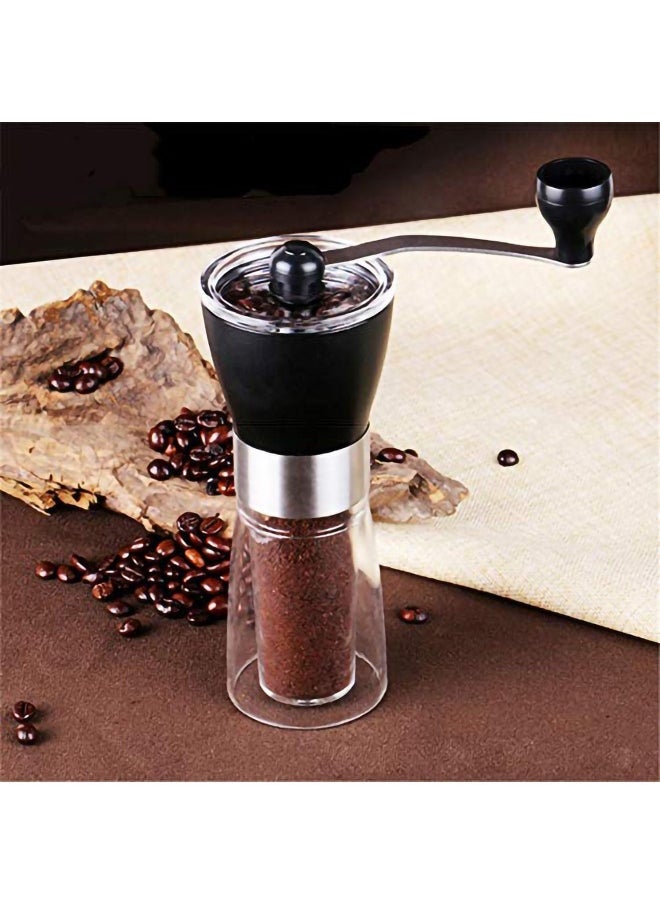 Manual Coffee Grinder, Conical Burr Grinder Portable Hand Crank Coffee Bean Mill for Hand Grinder for Home and Travel (Black)