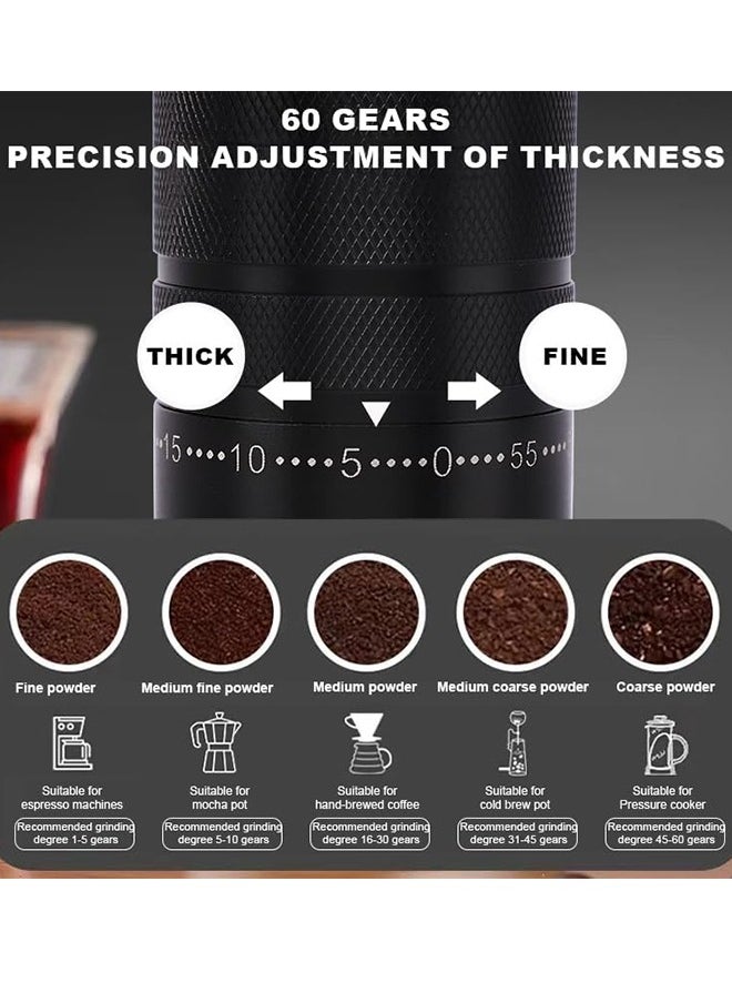 Seven Star Manual Coffee Grinder with Carry Bag and Cleaning Brush, CNC Stainless Steel 28g Capacity Conical Burr for Precision Grinding with Adjustable Settings, Assorted Colors