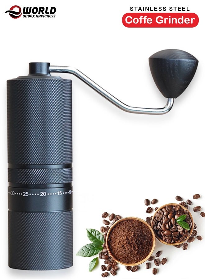 Seven Star Manual Coffee Grinder with Carry Bag and Cleaning Brush, CNC Stainless Steel 28g Capacity Conical Burr for Precision Grinding with Adjustable Settings, Assorted Colors