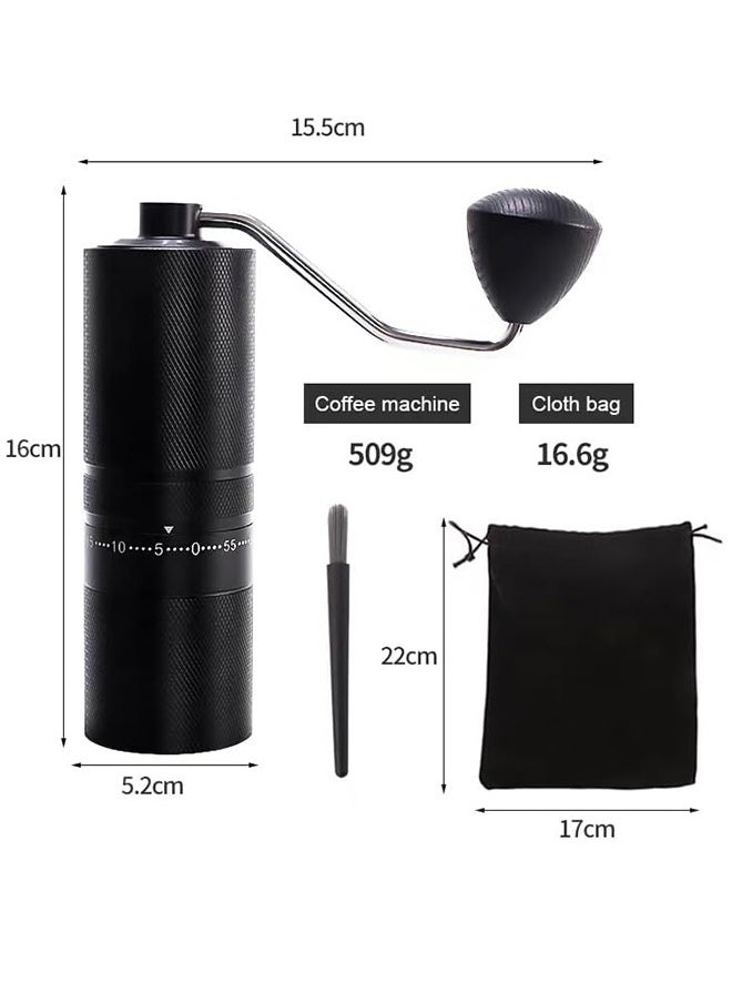 Seven Star Manual Coffee Grinder with Carry Bag and Cleaning Brush, CNC Stainless Steel 28g Capacity Conical Burr for Precision Grinding with Adjustable Settings, Assorted Colors