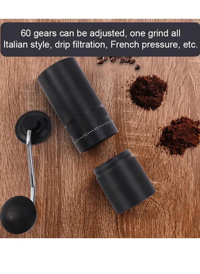 Seven Star Manual Coffee Grinder with Carry Bag and Cleaning Brush, CNC Stainless Steel 28g Capacity Conical Burr for Precision Grinding with Adjustable Settings, Assorted Colors