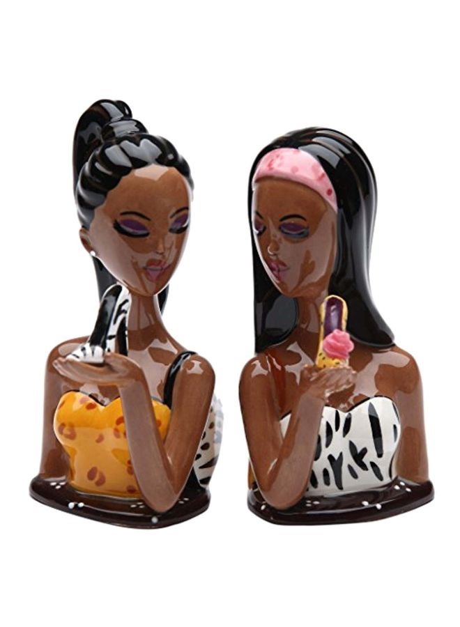 2-Piece Salt And Pepper Shaker Set Brown/Black/Yellow