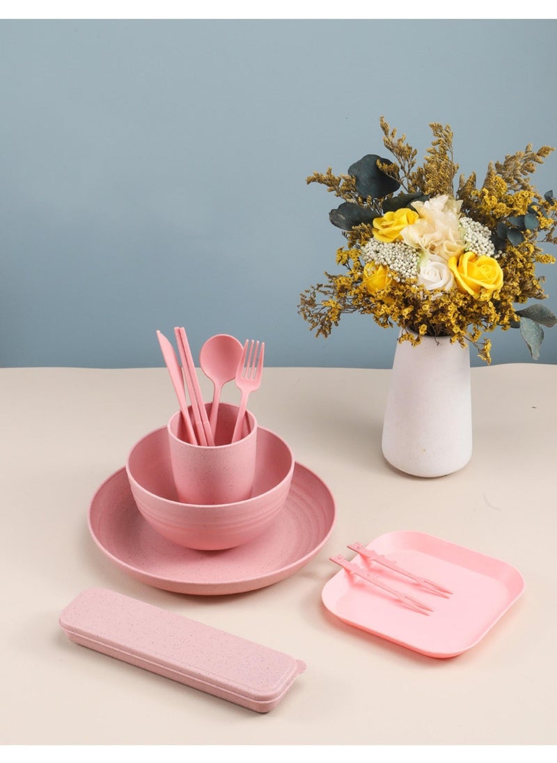 44 pc Portable Tableware Set, Lightweight Home Rice Bowl Dinner Plate Cup,Suitable for Family Use ,4 Color