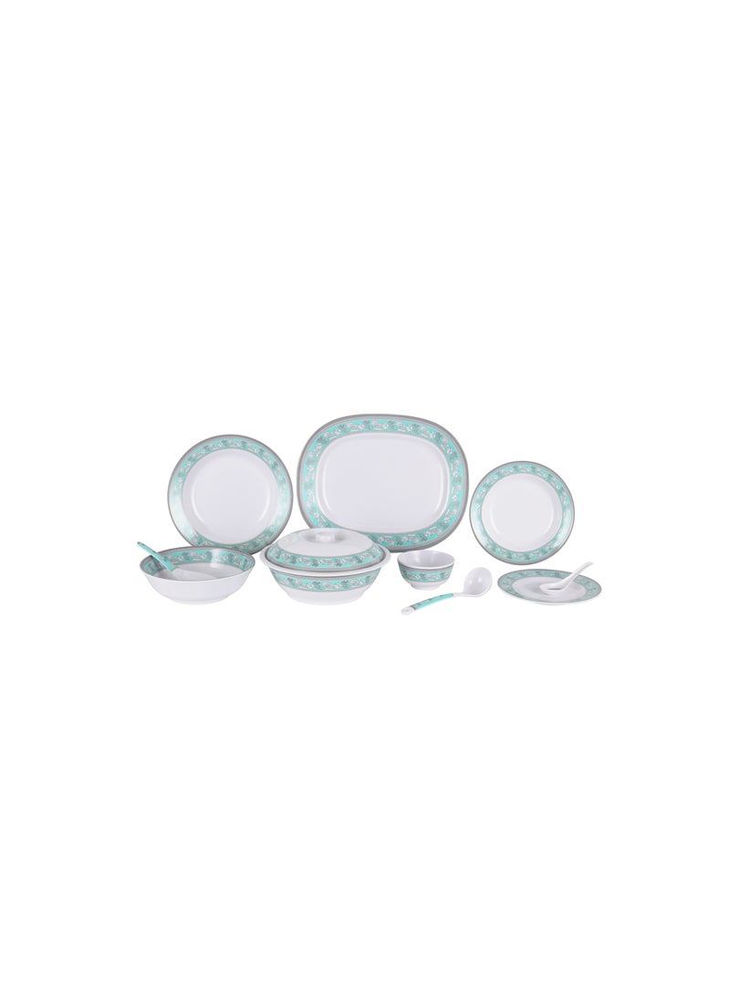 Royalford 70 Piece Melamineware Dinner Set- RF12676/ Includes Deep, Flat and Oval Plates, Serving Bowls and Rice Spoon, Soup Spoons and Ladle/ Dishwasher-Safe and Freezer-Friendly Multicolor