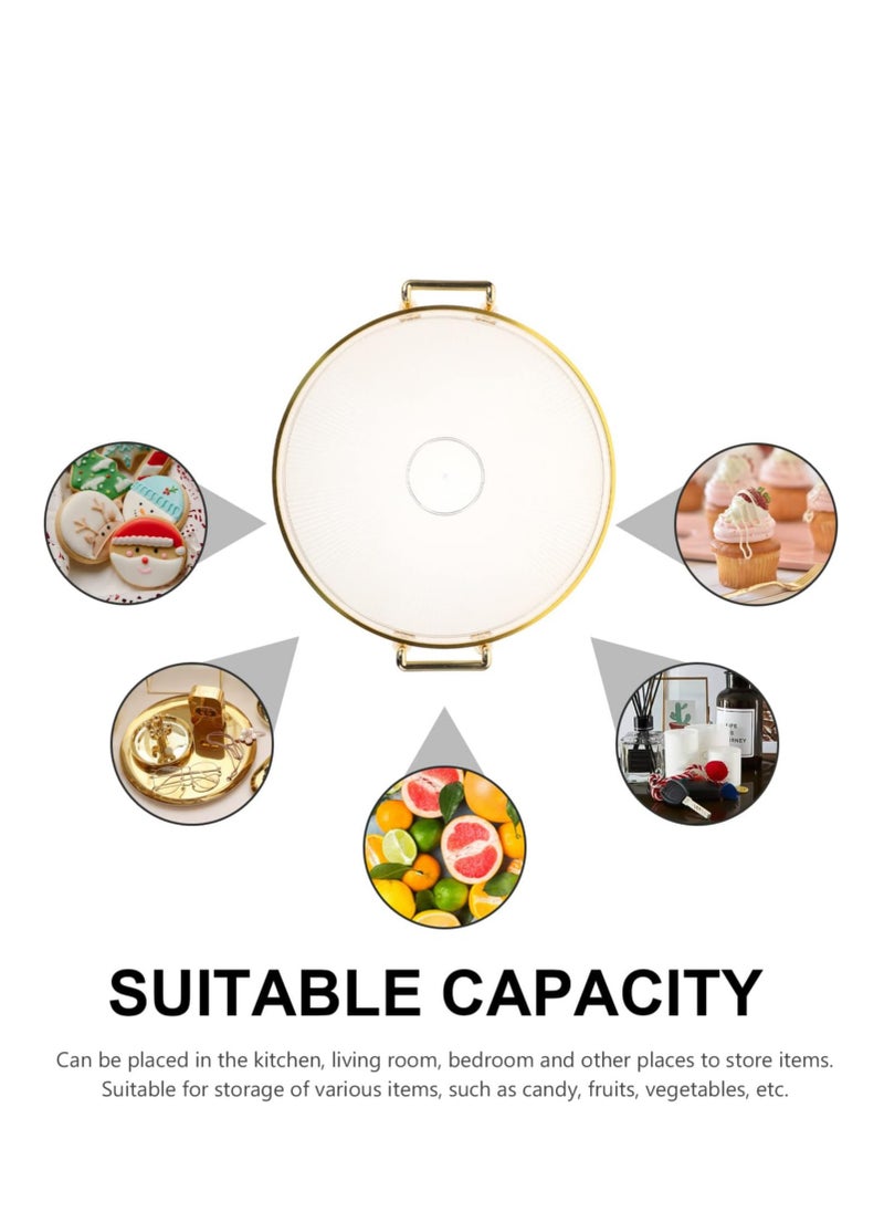 Plastic Decorative Tray – Luxury Round Serving Tray with Handles for Perfume, Jewelry, Fruit, or Makeup Display.