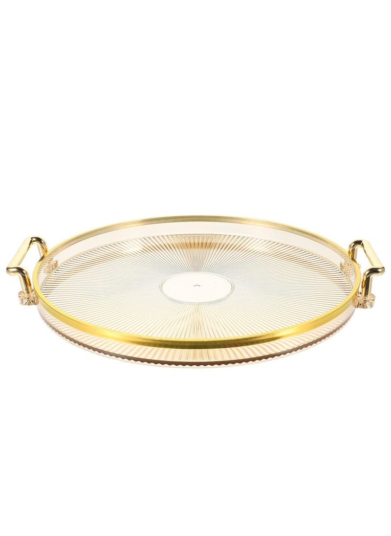 Plastic Decorative Tray – Luxury Round Serving Tray with Handles for Perfume, Jewelry, Fruit, or Makeup Display.