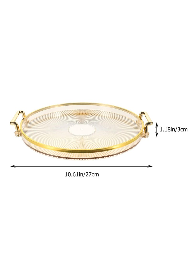 Plastic Decorative Tray – Luxury Round Serving Tray with Handles for Perfume, Jewelry, Fruit, or Makeup Display.