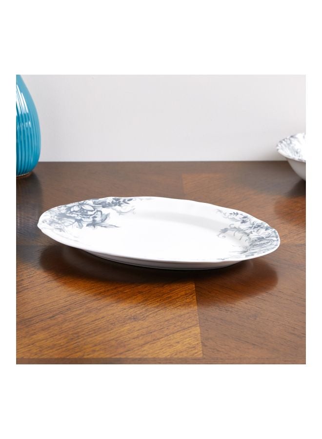 Floral Printed Plate White/Grey 36cm