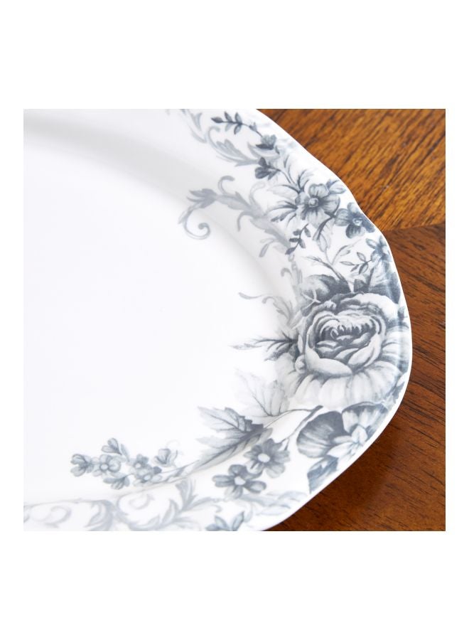 Floral Printed Plate White/Grey 36cm