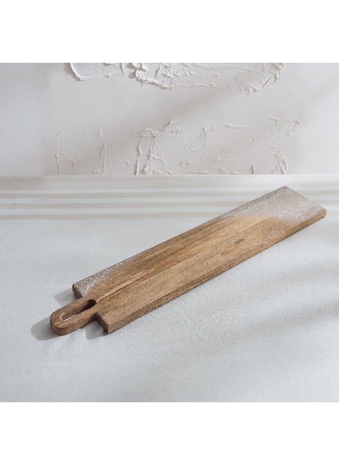 Lace Pattern with Etching Natural Wood Cheese Serving Platter - 70x15x1.5 cm