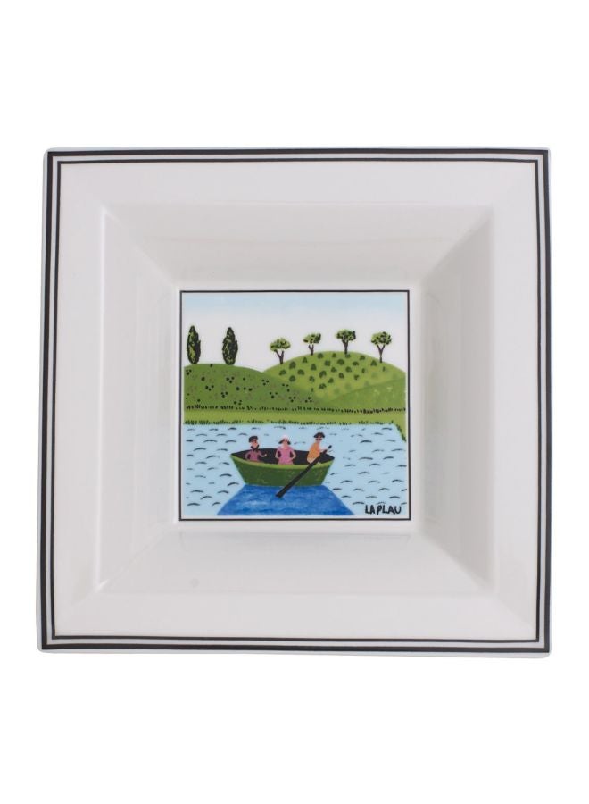 Design Naif Gifts Square Bowl White/Green/Blue 14x14cm