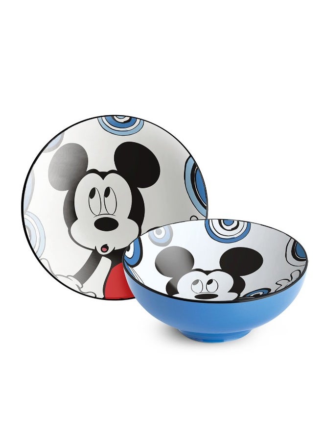 Bowl Mickey 21 cm Blue Color Material is Stoneware and safe Dishwasher, Microwave