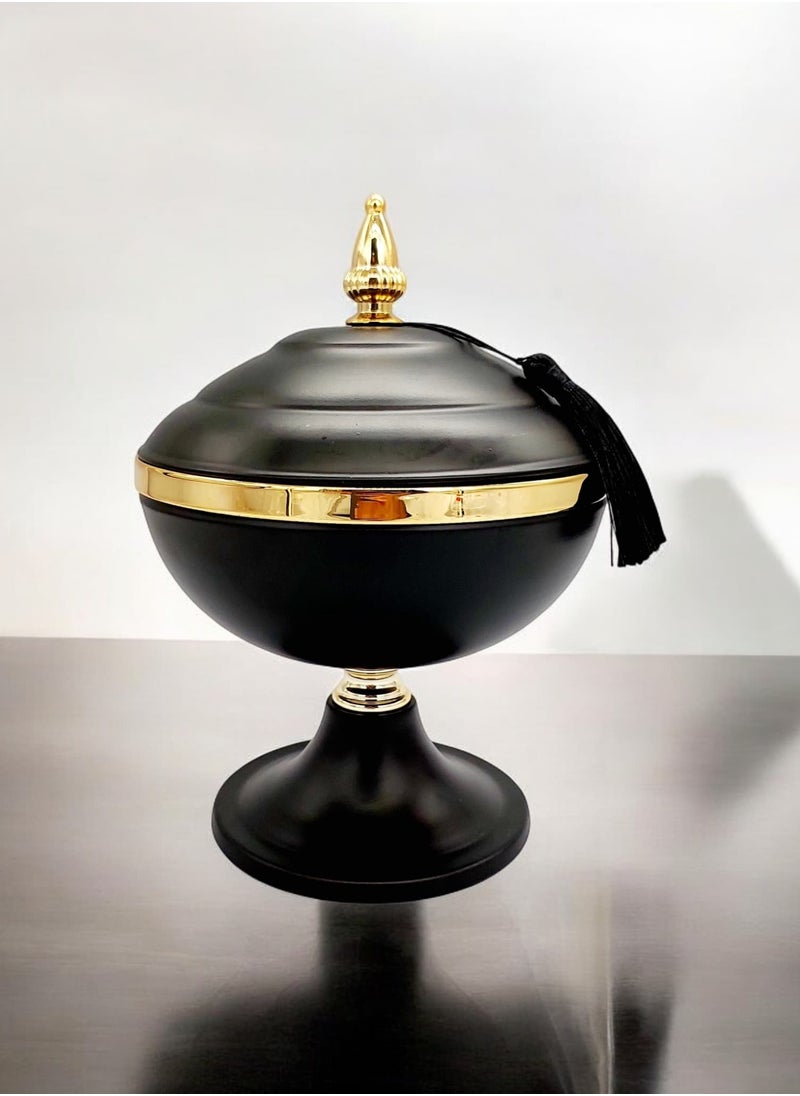 Decoration footed Candy Bowl With Lid Gold&black colors 18x25cm