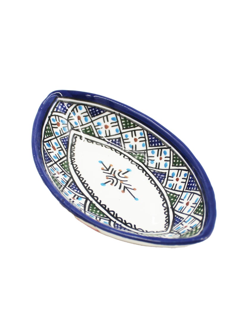 MOROCCAN HANDMADE HAND PAINTED PICKLE BOWL OVAL SHAPE 16 X 9 CM