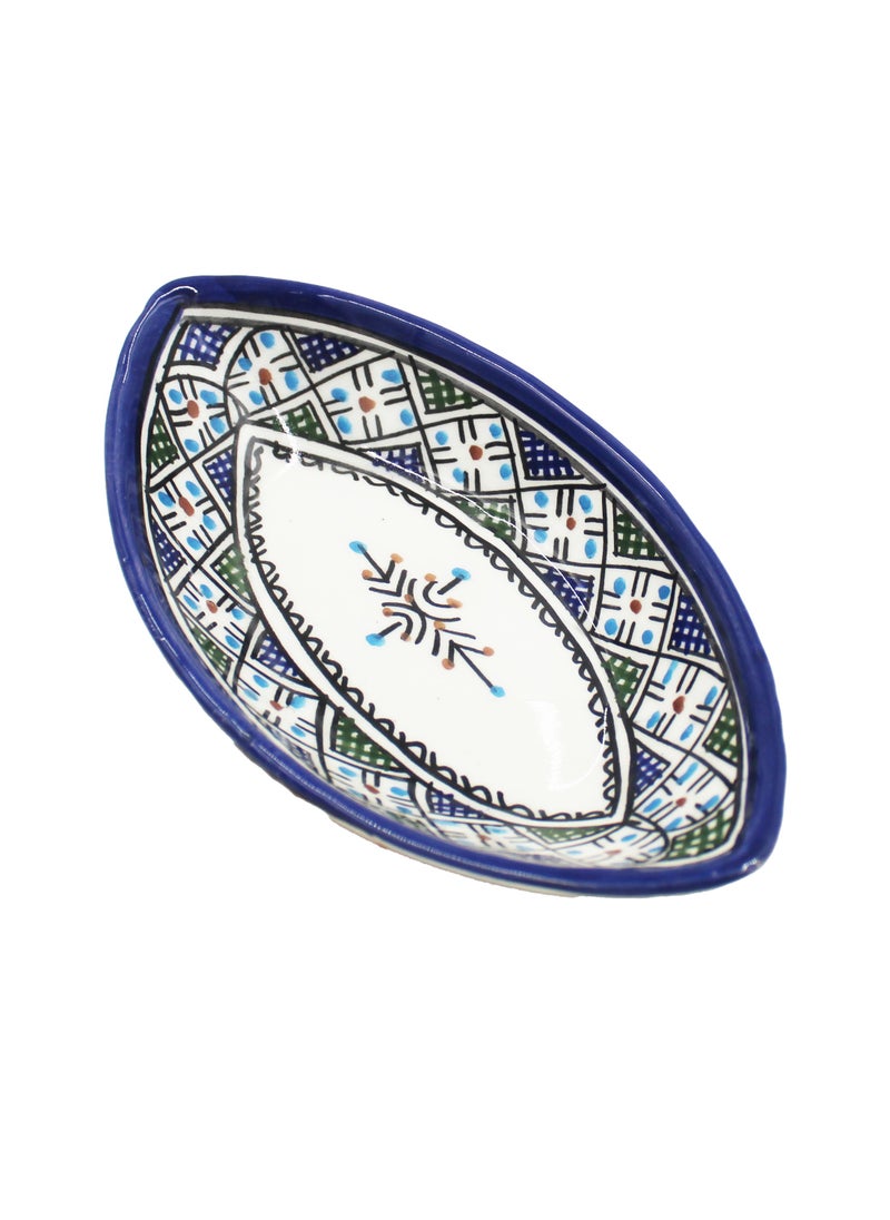 MOROCCAN HANDMADE HAND PAINTED PICKLE BOWL OVAL SHAPE 16 X 9 CM