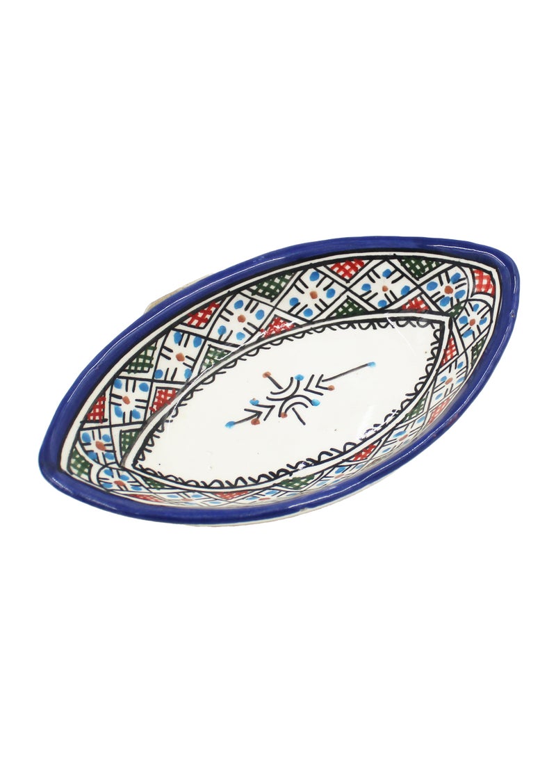 MOROCCAN HANDMADE HAND PAINTED PICKLE BOWL OVAL SHAPE 16 X 9 CM