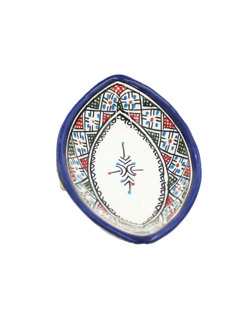 MOROCCAN HANDMADE HAND PAINTED PICKLE BOWL OVAL SHAPE 16 X 9 CM