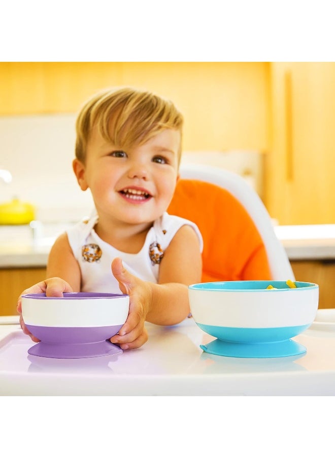 Munchkin Stay Put Suction Bowls for Baby and Toddler, 3 Pack, Blue/Green/Purple