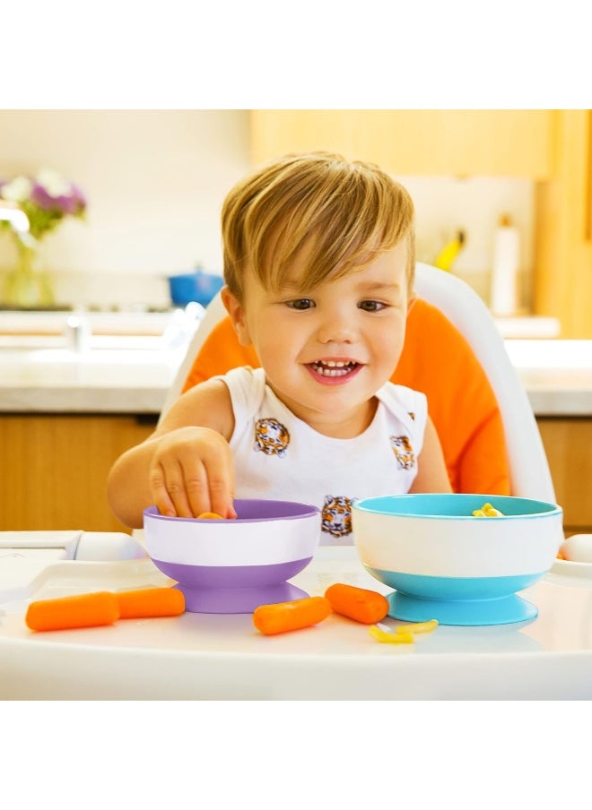 Munchkin Stay Put Suction Bowls for Baby and Toddler, 3 Pack, Blue/Green/Purple