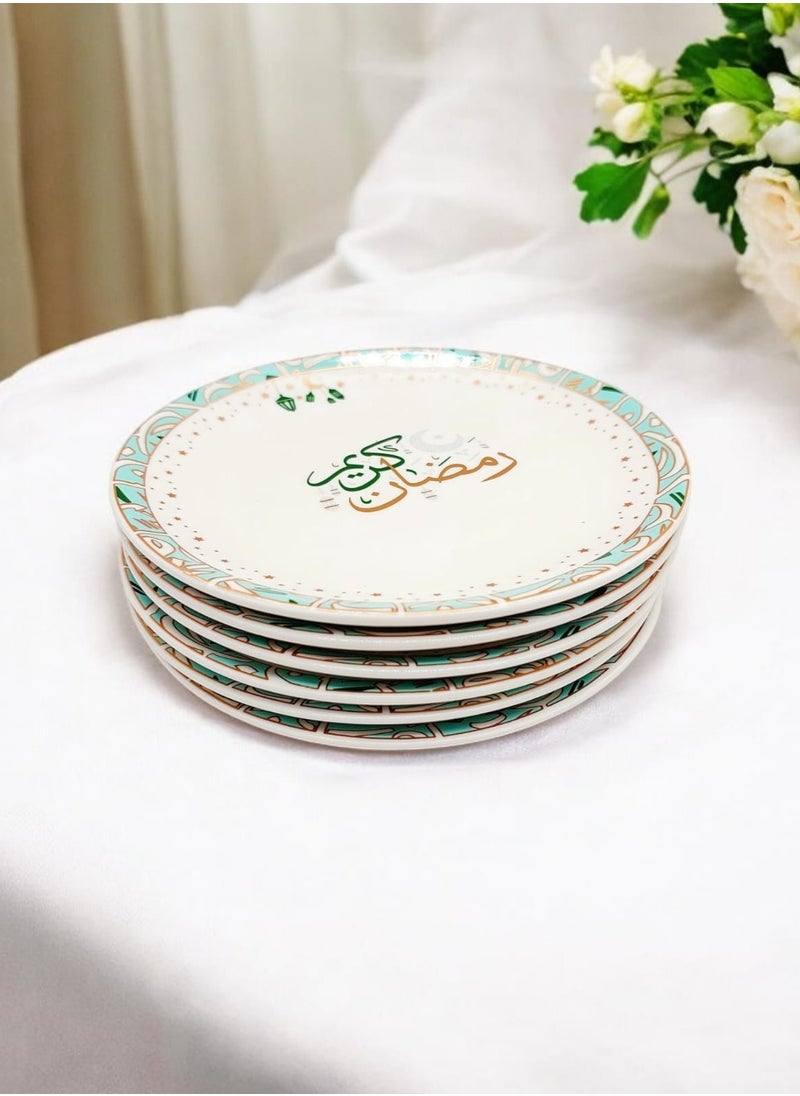 Ramadan printed Ceramic Plate Set Of 6 Pcs 20cm