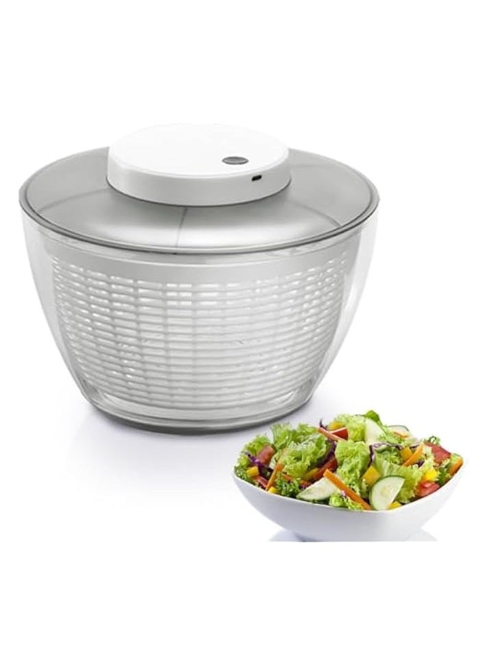 4.5L Automatic Salad Spinners,Rechargeable Large Vegetable and Fruit Washer with Bowl,Quick and Easy Lettuce Dryer,Anti-Shake,Easy Drain,Compact Storage Kitchen Tool