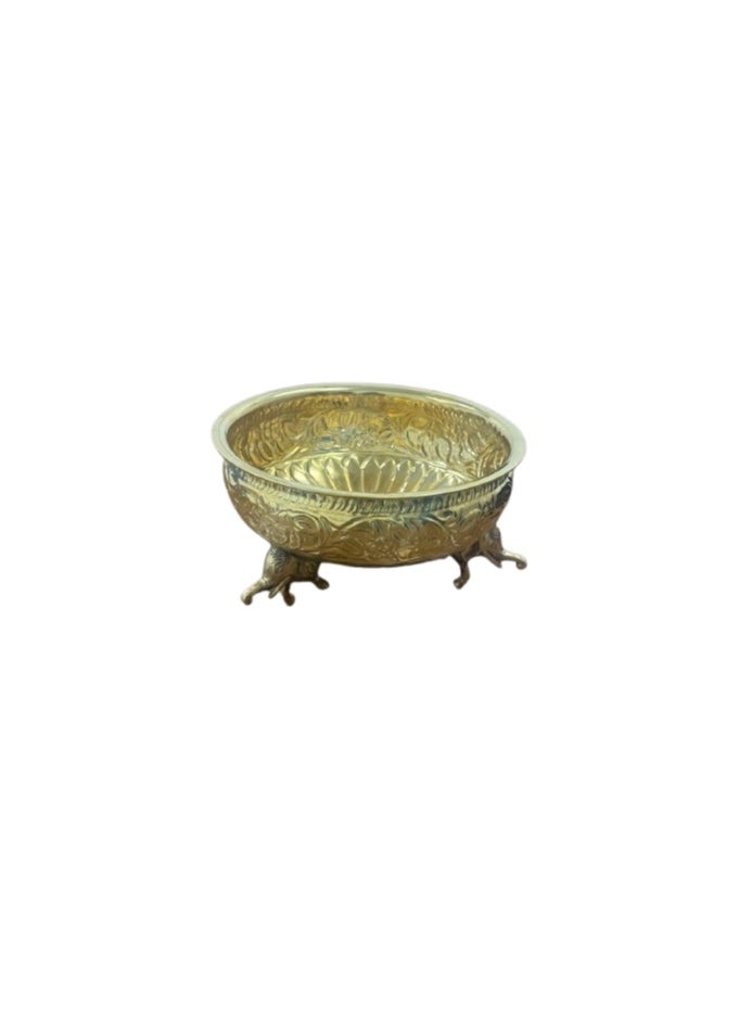 Golden Brass Elephant Urli Decorative Bowl