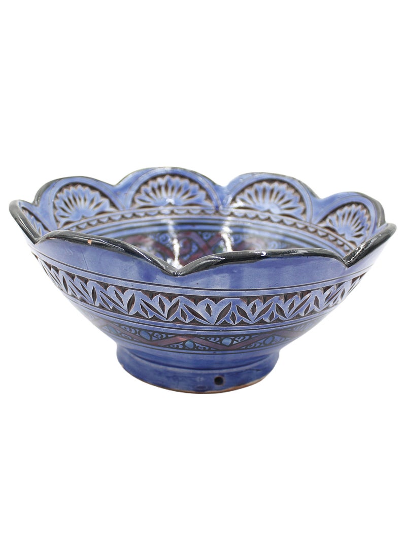Moroccan Handmade Hand Painted Display Bowl With Carving Work 26 X 12 cm